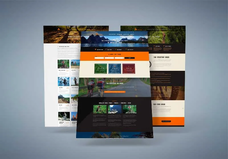 Amazing Bike Tours Thailand website shown on desktop, tablet and phone