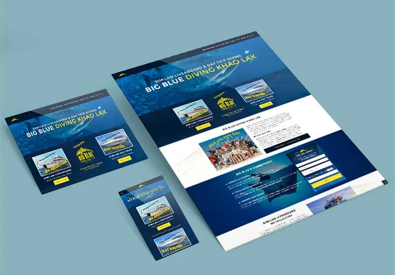 Big Blue Diving Khao Lak website layouts in perspective